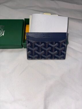 Goyard Navy Card Holder with Receipt
